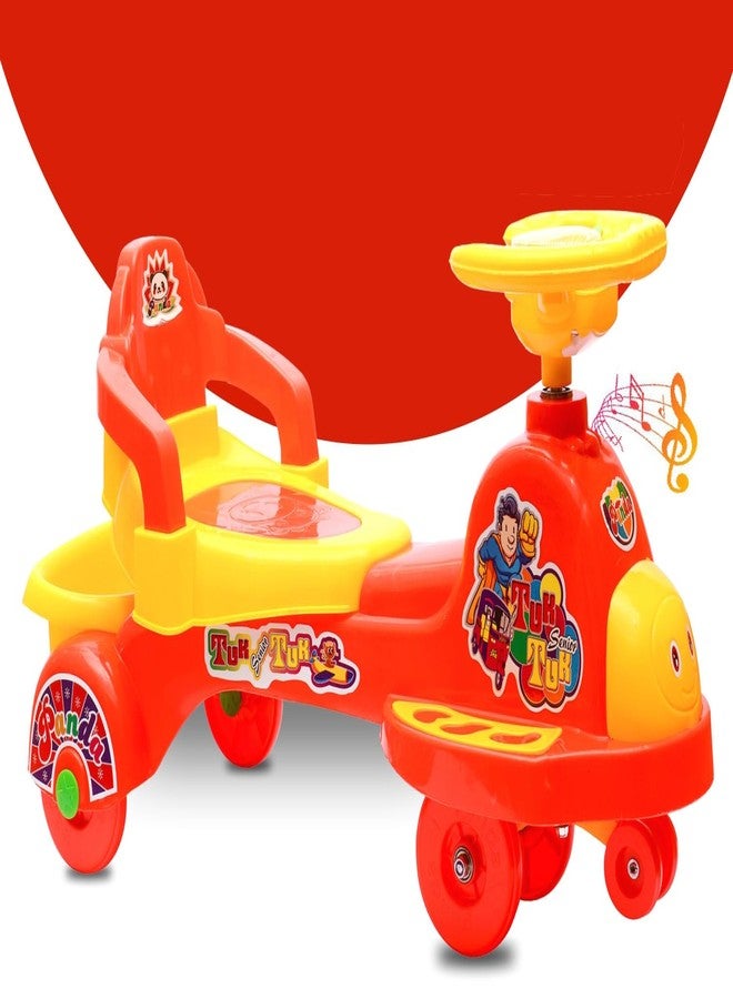 KIDBITKART سيارة توك توك موسيقية من كيدبيت كارت مزودة بأضواء وشاشة بلازما، سيارة ركوب للأطفال، سيارة أطفال، سيارة سحرية للأطفال من عمر سنتين إلى 8 سنوات، للأولاد والبنات (أحمر) - Image 1